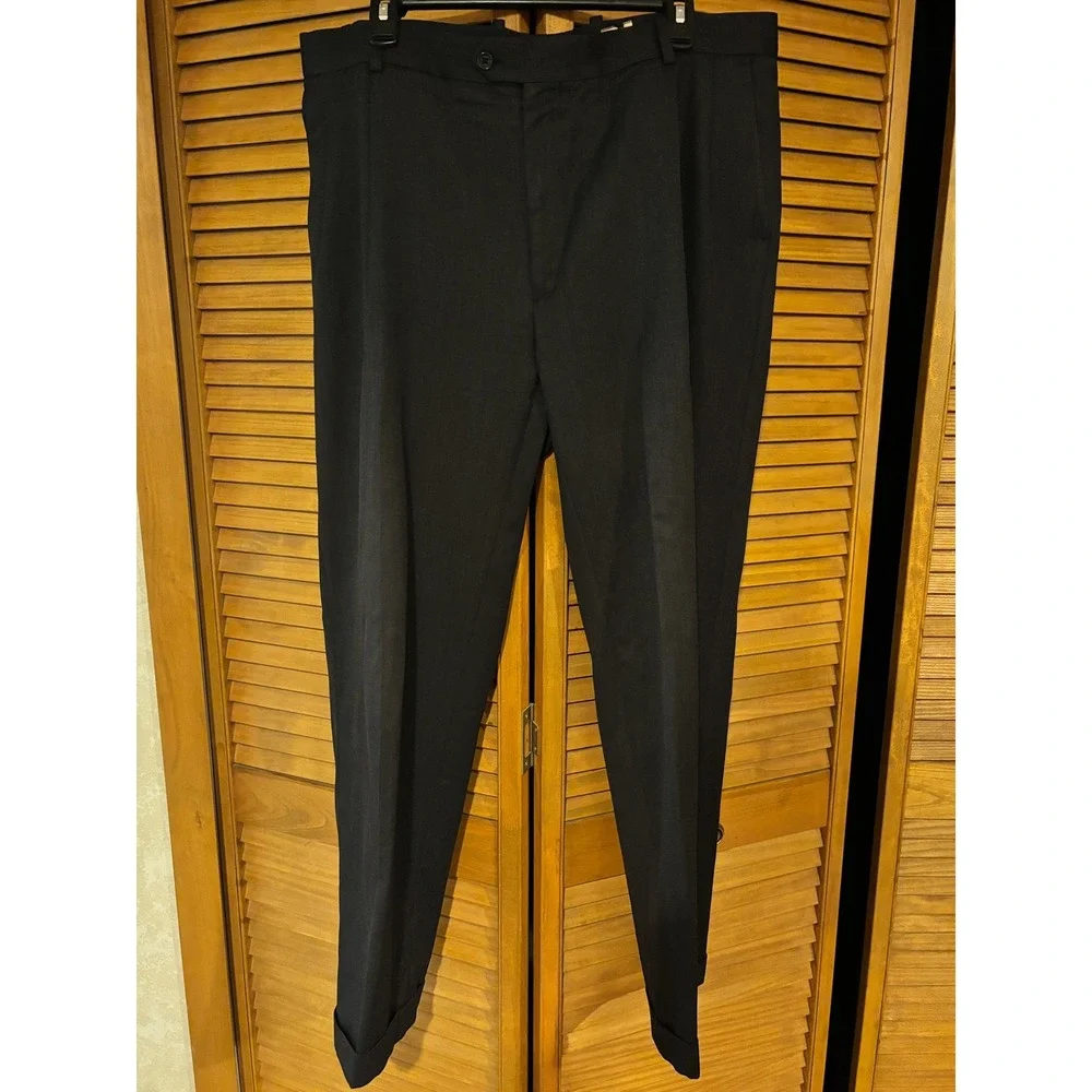 Pronto Uomo Platinum Men Wool Suit Jacket and Pants Charcoal Black 43R 36x30